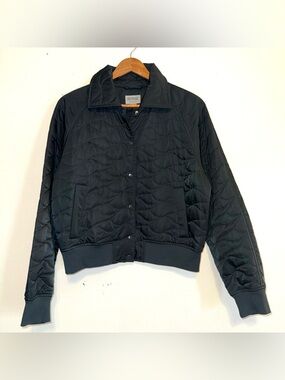 BERNIE Abstratct Quilted Bomber Jacket Black Size Small